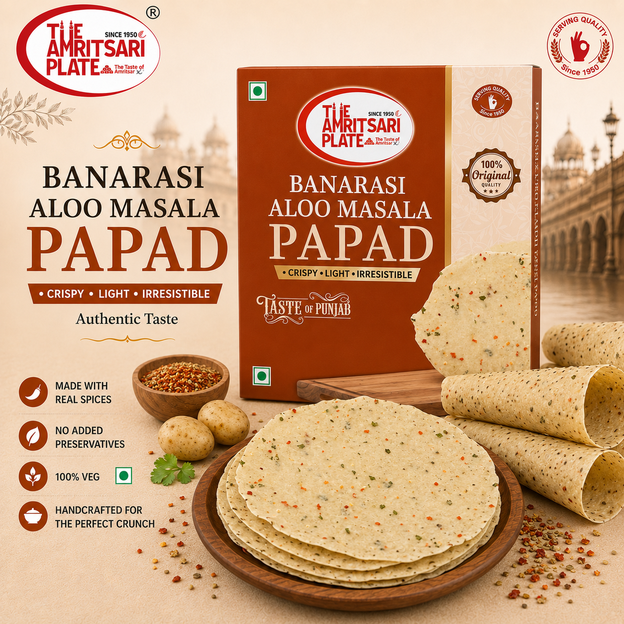Banarasi Aloo Masala Papad
